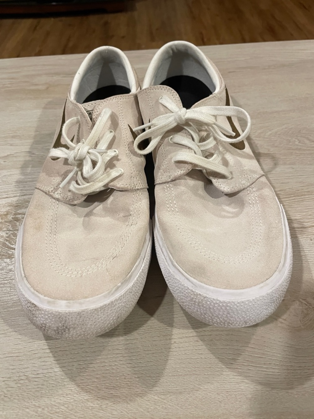 Nike Taupe Suede Low-Top Sneakers with Cream Laces - Picture 2 of 7